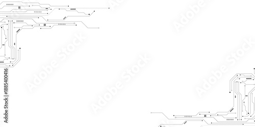 Vector Technology black circuit diagram concept. Abstract technology on white background. High-tech circuit board.