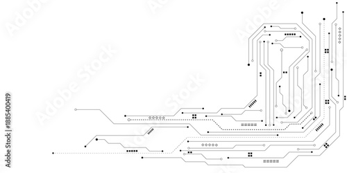Vector Technology black circuit diagram concept. Abstract technology on white background. High-tech circuit board.
