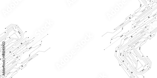Vector Technology black circuit diagram concept. Abstract technology on white background. High-tech circuit board.