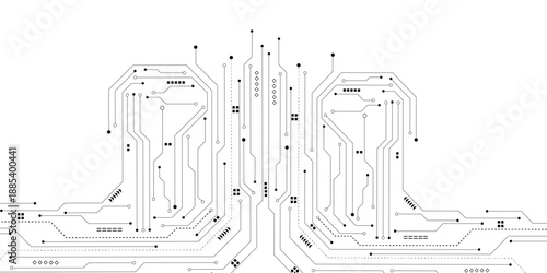 Vector Technology black circuit diagram concept. Abstract technology on white background. High-tech circuit board.