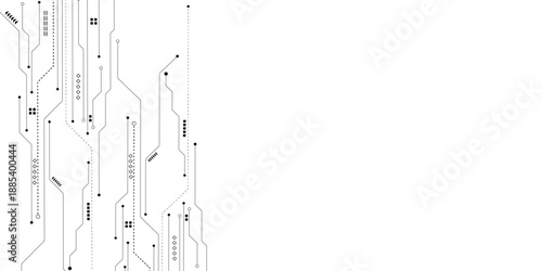 Abstract digital technology futuristic internet network speed connection white and black background. Technology background with crossed lines and dots.
