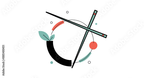 Abstract illustration of chopsticks and circle