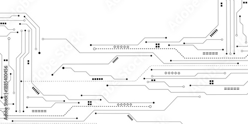 Abstract digital technology futuristic internet network speed connection white and black background. Technology background with crossed lines and dots.