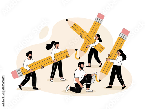 A diverse group of cartoon people