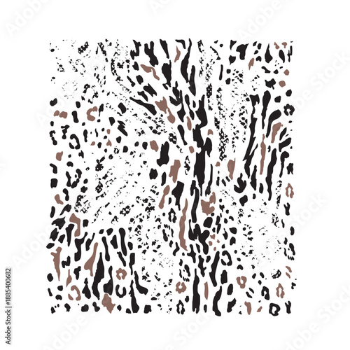 Abstract black and white grunge background featuring a floral ink splash design with nature elements and a dirty paint splatter texture on a vector banner frame