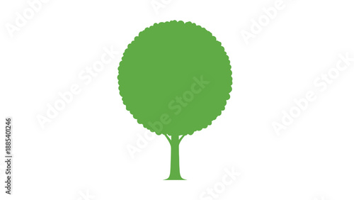 Stylized green tree silhouette with a rounded scalloped canopy and slender trunk