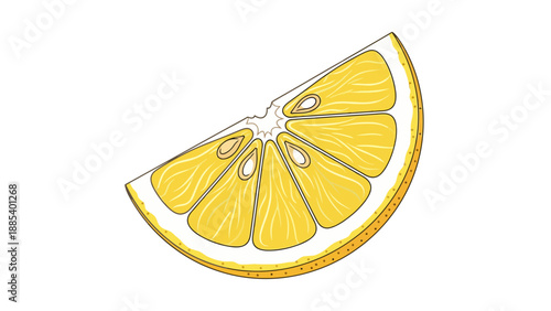 Stylized illustration of a lemon wedge with visible seeds and segments