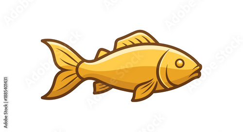 A cartoon illustration of a golden fish swimming, depicted with a clean, simple style on a white background.