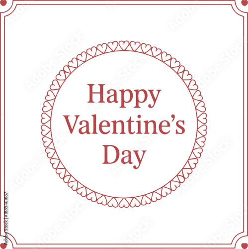 A simple red border design with decorative hearts in the corner