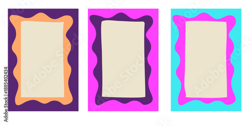 Colorful wavy organic frame collection with bold decorative borders rectangle