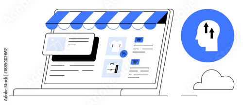 E-commerce platform. E-commerce visuals showcase online shopping features, product search, and payment options. E-commerce highlights digital sales and business innovation. For retail, strategy, data