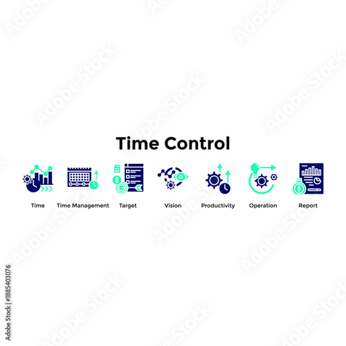 Time Control Banner Web Icon Vector Illustration Concept For Time, Time Management, Target, Vision, Productivity, Operation, Report