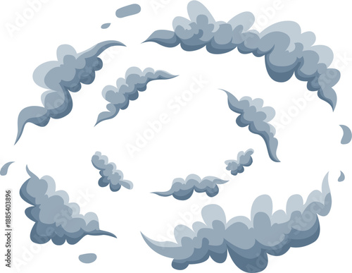 Circular Scattered Smoke Clouds and Dust Effect