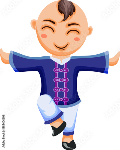 Little Boy Practicing Chinese Martial Arts Kung Fu