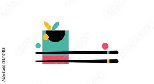 Abstract illustration of sushi and chopsticks