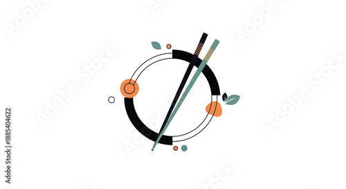 Abstract illustration of sushi and chopsticks