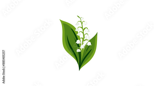 A vibrant digital illustration showcases a sprig of white, bell-shaped flowers with green leaves