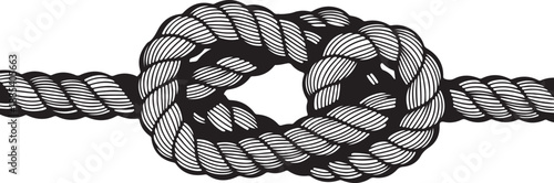 Black and white of a knot in a rope nautical sailing