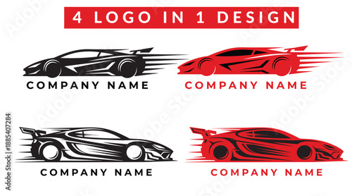 Set of 4 car logo designs with speed lines