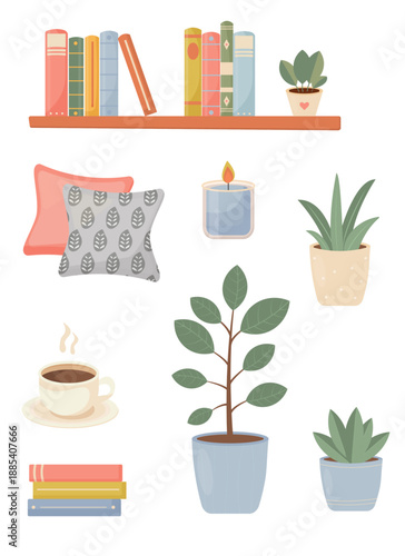 Cozy Home Decor Vector Set