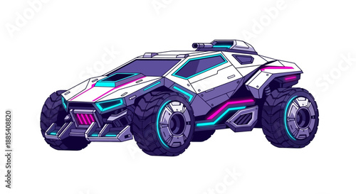 Futuristic cyberpunk car with neon lights