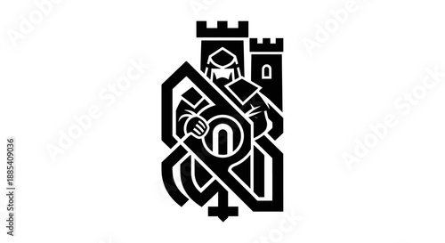 Abstract knight design on white background