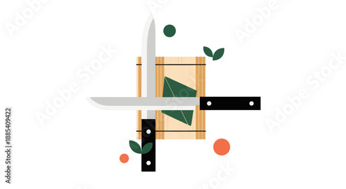 Abstract knives and cutting board illustration