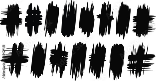 Assortment of black vertical brush stroke and textures , brush strokes, vertical, texture, black and white, 