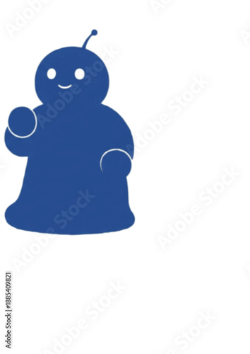 Soft Robotic Assistant Silhouette, Puffy Tactile Robot for Healthcare and Childcare, Ambient Realism and Kind Technology Vector Design