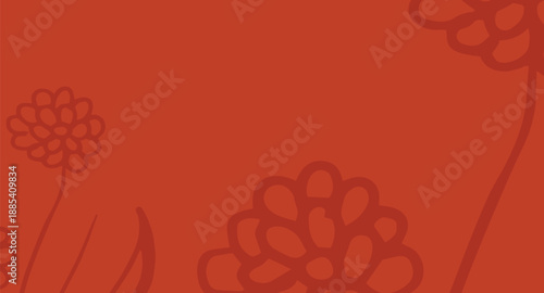 This abstract floral background features elegant line-art flowers drawn with smooth, flowing strokes in rich red tones. The minimal yet decorative floral elements create a modern and sophisticated loo