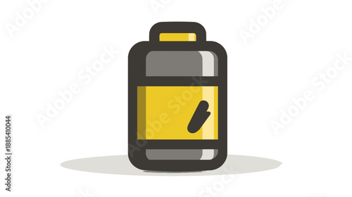 A vectorized illustration of a cylindrical bottle with rounded edges. It's yellow inside, with a black mark