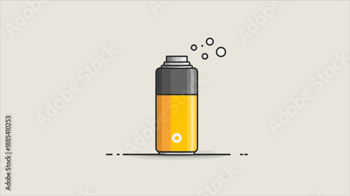 A stylized illustration depicting a cylindrical device with a yellow interior and gray cap