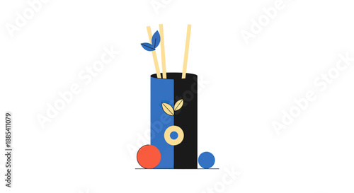 Abstract illustration of vase and plants