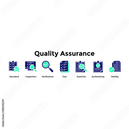 Quality Assurance Banner Web Icon Vector Illustration Concept For Standard, Inspection, Verification, Test, Examine, Authenticity, Validity