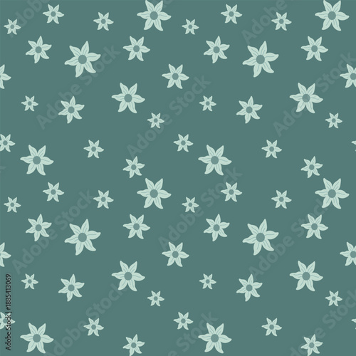 Wallpaper Mural Minimal blue flowers seamless pattern, Spring floral background, Summer flowers print, ​Blossom design. Torontodigital.ca