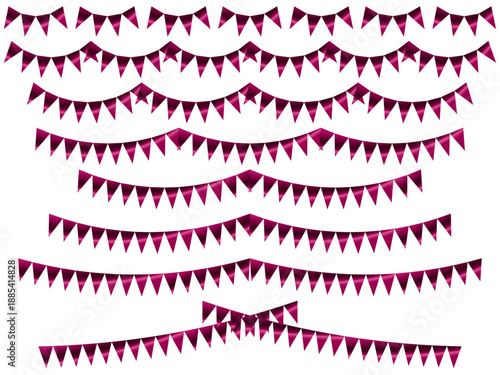 ガーランド三角、曲線、ライン、12マゼンタ