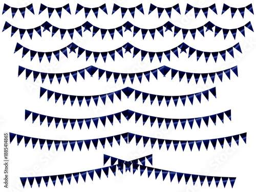 ガーランド三角、曲線、ライン、14紺