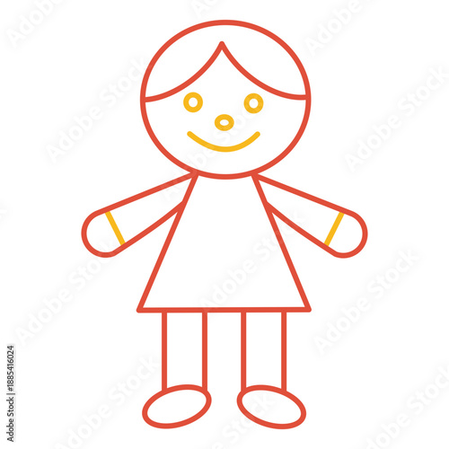 Girl Doll Line Drawing