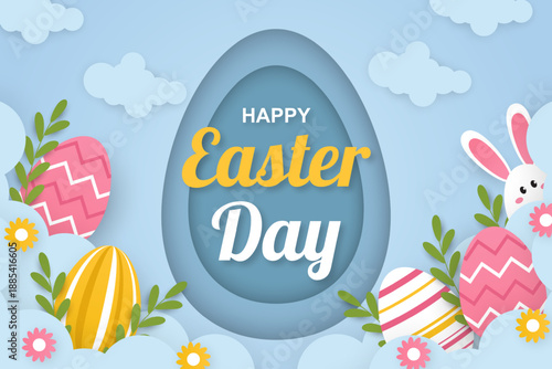 Happy easter day in paper style