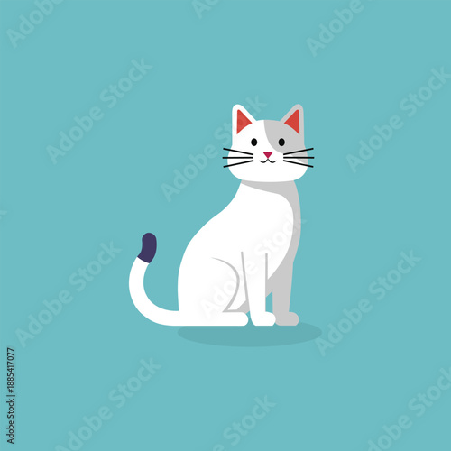 Minimalist White Cat Illustration - Friendly Pet & Veterinary Character Icon