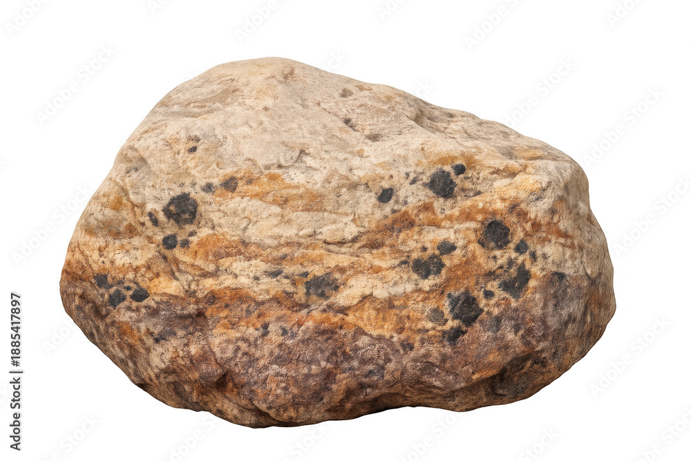 Obraz premium Natural rock isolated on a transparent background showing textured surface and geological features