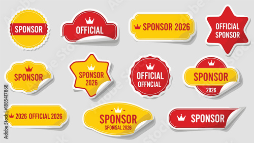 Collection of Official Sponsor 2026 Stickers and Badges