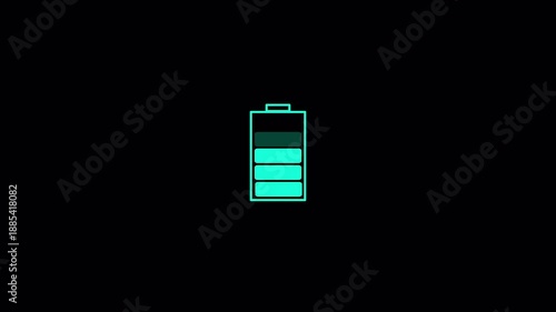 0 to 100% Battery full fast charging animation . Charging screen 0% percent, screen call phone display charging battery, mobile battery charging inn transparent background in 4K animation