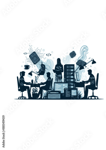 Low Gravity Sports Silhouette, Moon Base Lunar Gym Exercise, Future Space Tourism Fitness and Athletic Performance Vector Graphic