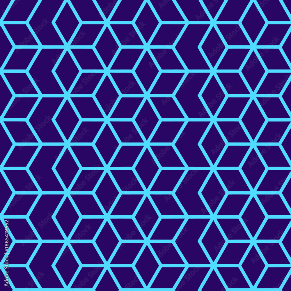 Fototapeta premium Geometric Pattern with Interlocking Hexagons in Dark Blue and Light Blue Colors Vector Background Illustration