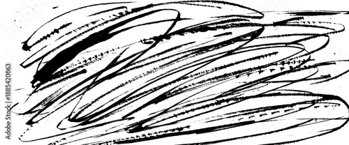 Handmade messy ink brush strokes grunge background. Squiggle wavy lines, abstract paint texture. Artistic spray scribbles effects to rough design. Vector urban black splatter spots bg.