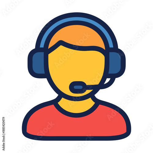 Person wearing a headset device for customer service or telemarketing roles. Suitable for technology or communicationrelated designs or concepts.