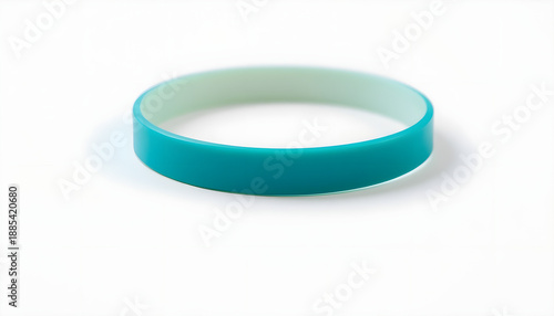 Teal silicone bracelet on white background  