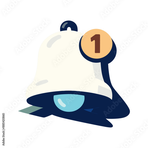 Bell notification icon with a number one inside, perfect for illustrating new notifications or alerts in apps and websites.