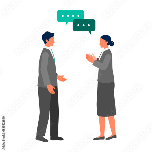 Face to face business conversation and consultation, colleagues talking and explaining ideas, professional workplace interaction during daily office work